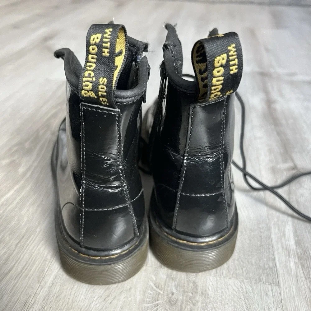 Dr Martens 1460 J Patent Leather Boots Youth Size 5 Black Lace Up Combat